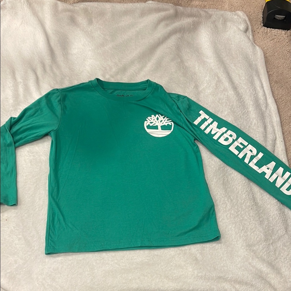 Green Timberland Kids Long Sleeve Tees Shirt - Picture 1 of 5